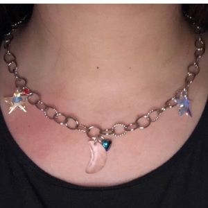 18-19.5in shooting star, night sky charm necklace